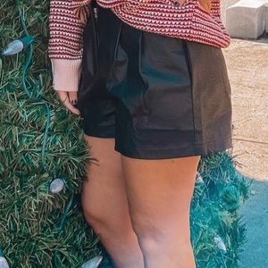 Black pleather shorts